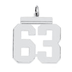 Sterling Silver/Rhodium-plated Polished Number 63 Charm