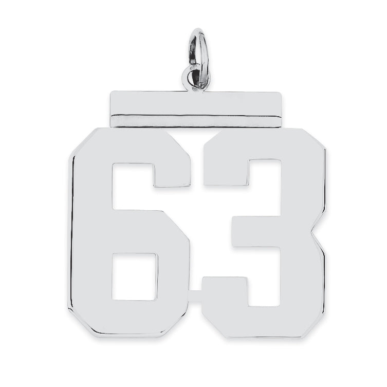 Sterling Silver/Rhodium-plated Polished Number 63 Charm