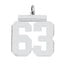Sterling Silver/Rhodium-plated Polished Number 63 Charm