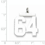 Sterling Silver Rhodium-plated Large Polished Number 64 Charm