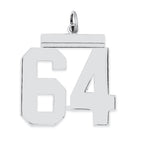 Sterling Silver/Rhodium-plated Polished Number 64 Charm