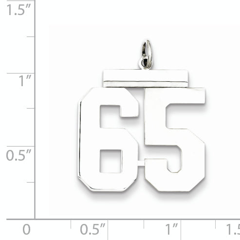 Sterling Silver Rhodium-plated Large Polished Number 65 Charm
