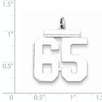 Sterling Silver Rhodium-plated Large Polished Number 65 Charm