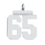 Sterling Silver/Rhodium-plated Polished Number 65 Charm
