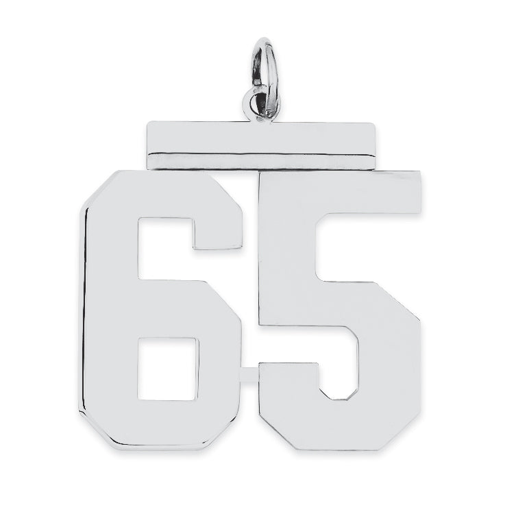Sterling Silver/Rhodium-plated Polished Number 65 Charm