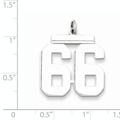 Sterling Silver Rhodium-plated Large Polished Number 66 Charm