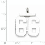 Sterling Silver Rhodium-plated Large Polished Number 66 Charm