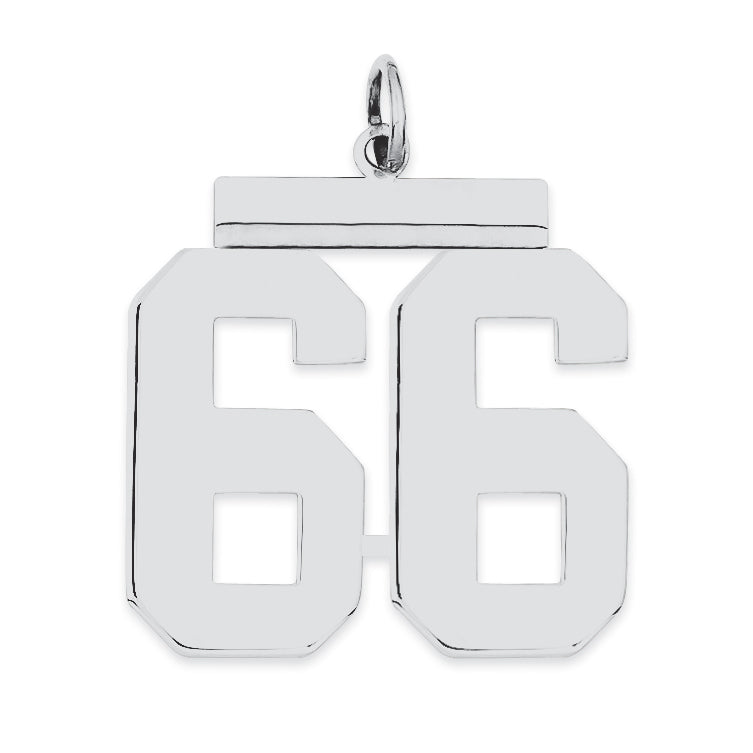 Sterling Silver/Rhodium-plated Polished Number 66 Charm