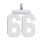 Sterling Silver/Rhodium-plated Polished Number 66 Charm