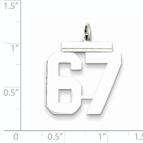 Sterling Silver Rhodium-plated Large Polished Number 67 Charm