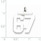 Sterling Silver Rhodium-plated Large Polished Number 67 Charm