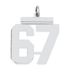 Sterling Silver/Rhodium-plated Polished Number 67 Charm