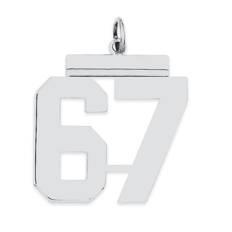 Sterling Silver/Rhodium-plated Polished Number 67 Charm