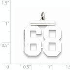 Sterling Silver Rhodium-plated Large Polished Number 68 Charm