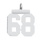 Sterling Silver/Rhodium-plated Polished Number 68 Charm