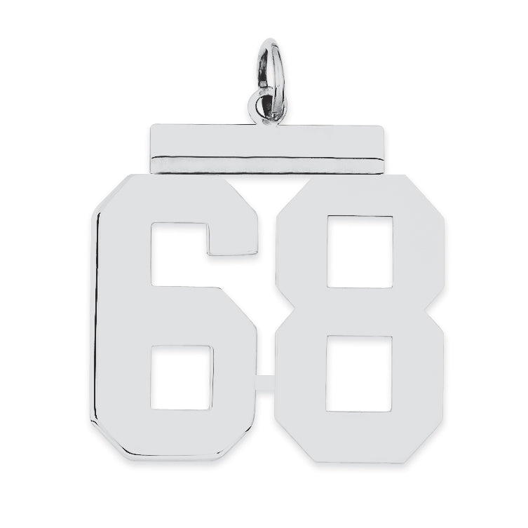 Sterling Silver/Rhodium-plated Polished Number 68 Charm