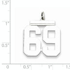 Sterling Silver Rhodium-plated Large Polished Number 69 Charm