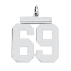 Sterling Silver/Rhodium-plated Polished Number 69 Charm