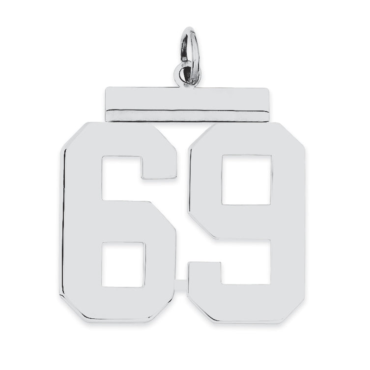 Sterling Silver/Rhodium-plated Polished Number 69 Charm