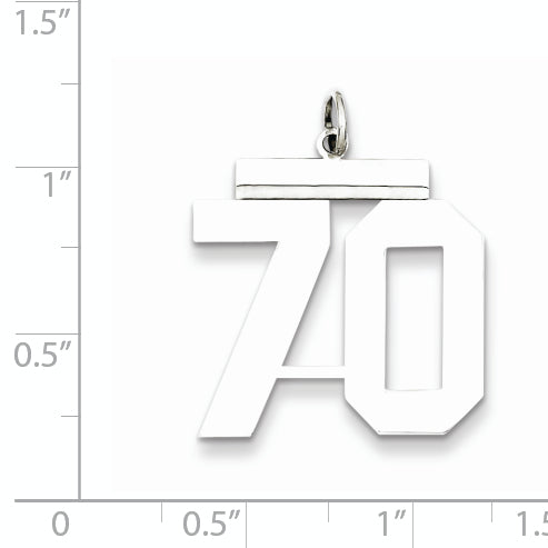 Sterling Silver Rhodium-plated Large Polished Number 70 Charm