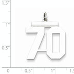 Sterling Silver Rhodium-plated Large Polished Number 70 Charm