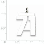 Sterling Silver Rhodium-plated Large Polished Number 71 Charm
