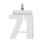 Sterling Silver/Rhodium-plated Polished Number 71 Charm