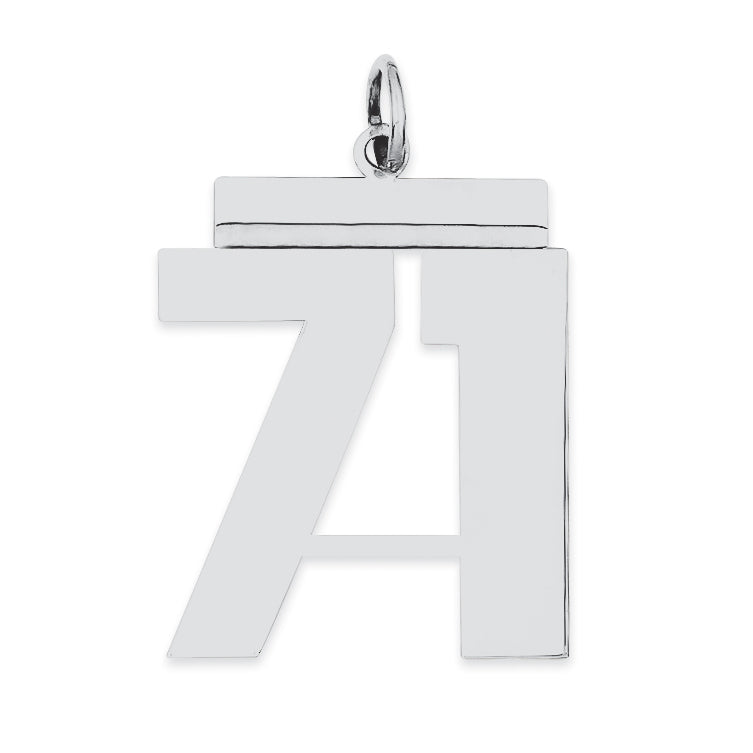 Sterling Silver/Rhodium-plated Polished Number 71 Charm