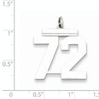 Sterling Silver Rhodium-plated Large Polished Number 72 Charm