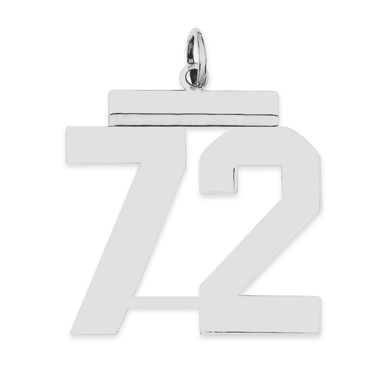 Sterling Silver/Rhodium-plated Polished Number 72 Charm