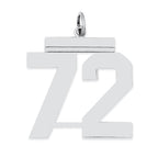 Sterling Silver/Rhodium-plated Polished Number 72 Charm