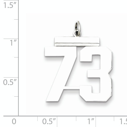 Sterling Silver Rhodium-plated Large Polished Number 73 Charm