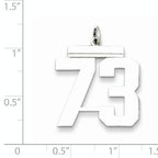 Sterling Silver Rhodium-plated Large Polished Number 73 Charm