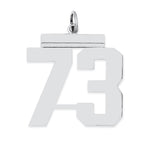 Sterling Silver/Rhodium-plated Polished Number 73 Charm