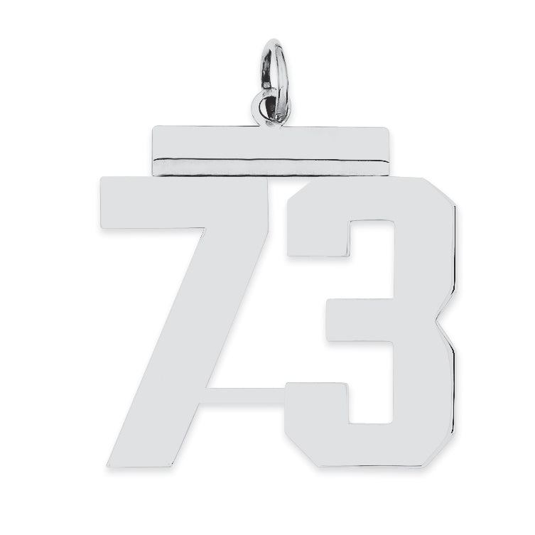 Sterling Silver/Rhodium-plated Polished Number 73 Charm