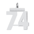 Sterling Silver/Rhodium-plated Polished Number 74 Charm