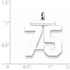 Sterling Silver Rhodium-plated Large Polished Number 75 Charm