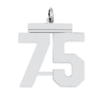 Sterling Silver/Rhodium-plated Polished Number 75 Charm