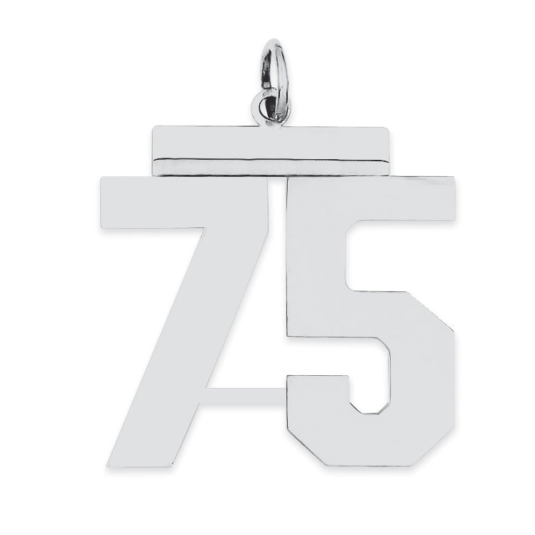 Sterling Silver/Rhodium-plated Polished Number 75 Charm