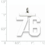 Sterling Silver Rhodium-plated Large Polished Number 76 Charm