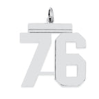 Sterling Silver/Rhodium-plated Polished Number 76 Charm