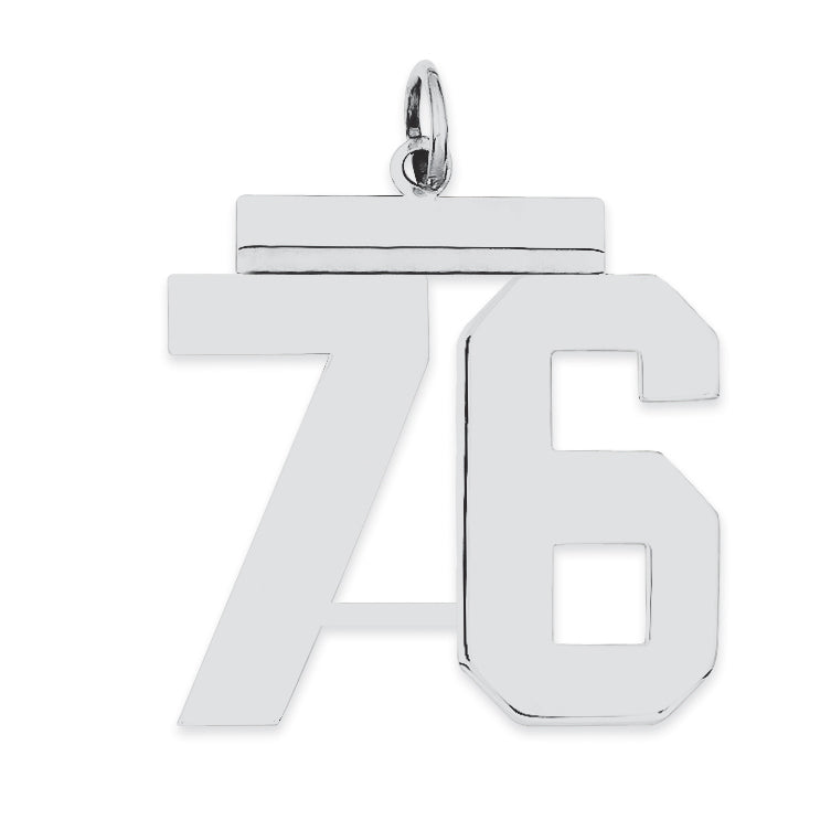 Sterling Silver/Rhodium-plated Polished Number 76 Charm
