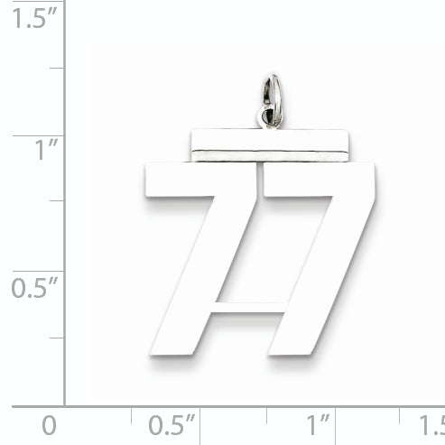Sterling Silver Rhodium-plated Large Polished Number 77 Charm