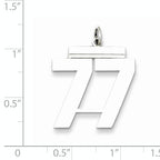 Sterling Silver Rhodium-plated Large Polished Number 77 Charm