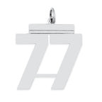 Sterling Silver/Rhodium-plated Polished Number 77 Charm