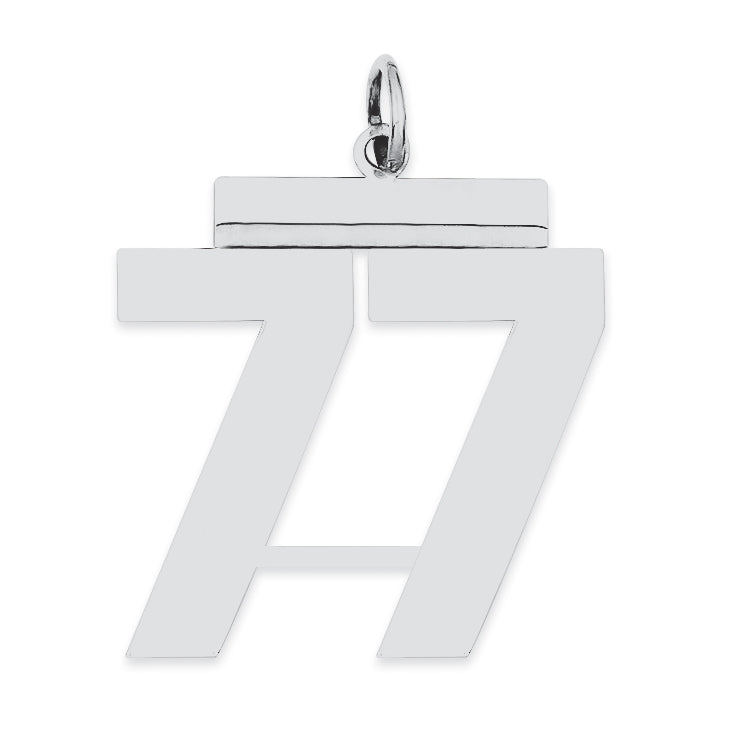 Sterling Silver/Rhodium-plated Polished Number 77 Charm