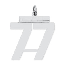 Sterling Silver/Rhodium-plated Polished Number 77 Charm