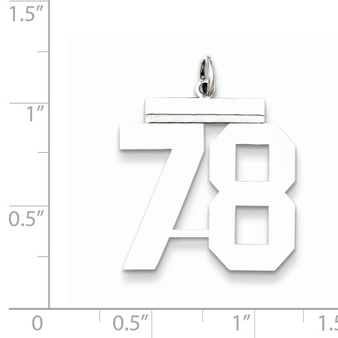 Sterling Silver Rhodium-plated Large Polished Number 78 Charm