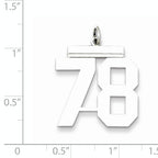 Sterling Silver Rhodium-plated Large Polished Number 78 Charm