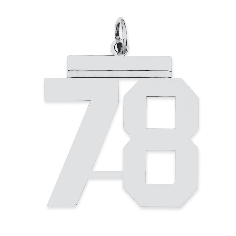 Sterling Silver/Rhodium-plated Polished Number 78 Charm